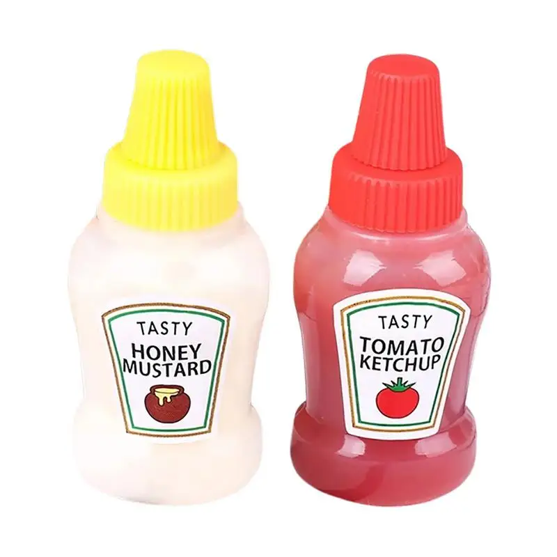 

2pcs Mini Tomato Ketchup Bottle 25ml Portable Sauce Salad Squeeze Bottle Small Bento Honey Bottle Box Kitchen Accessories
