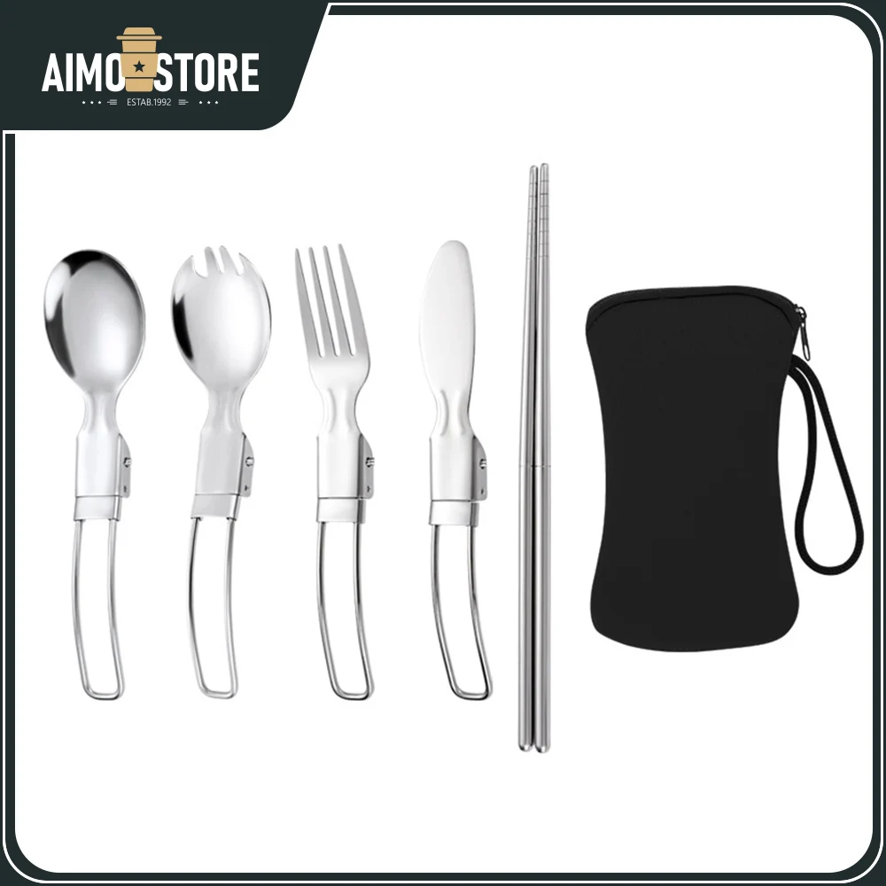 

Folding Portable Cutlery set Knife / Fork / Spoon / Chopsticks / Cutlery Bag Suitable forcamping Tableware dining tables BBQ