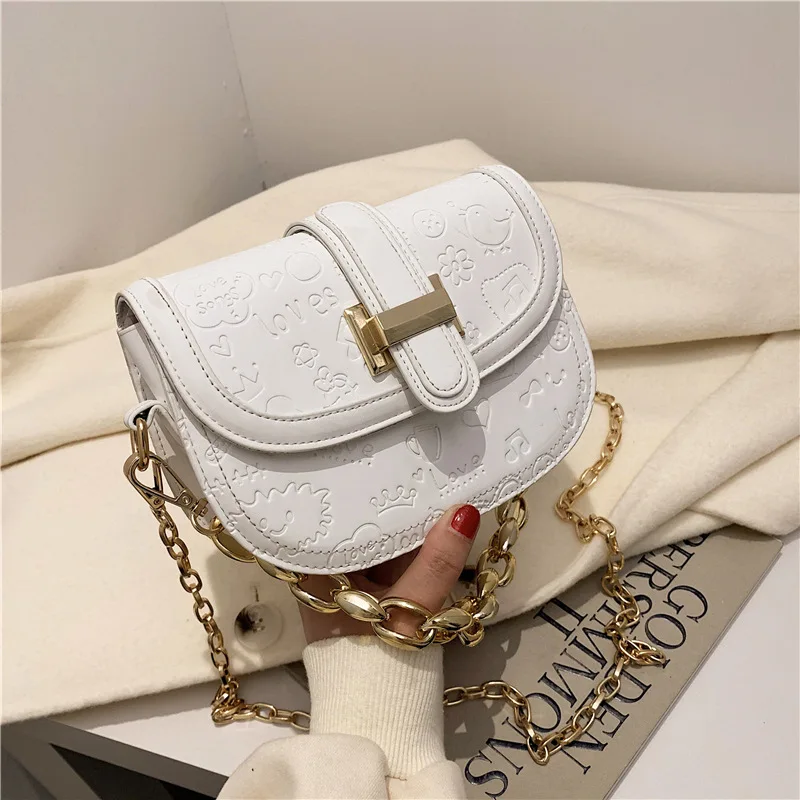 

New fashion chain saddle bag trendy handbag shoulder messenger bag