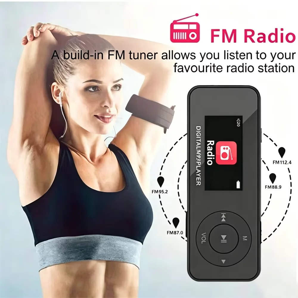 Фото Мини-плеер KEBIDUMEI MP3 с Bluetooth 5.3, портативный проигрыватель для студентов, для плавания, бега, езды на велосипеде, со встроенным динамиком, поддержкой FM-радио и электронных книг №5