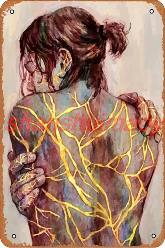 Kintsugi Broken Woman плакаты ретро металлические вывески винтажный настенный декор