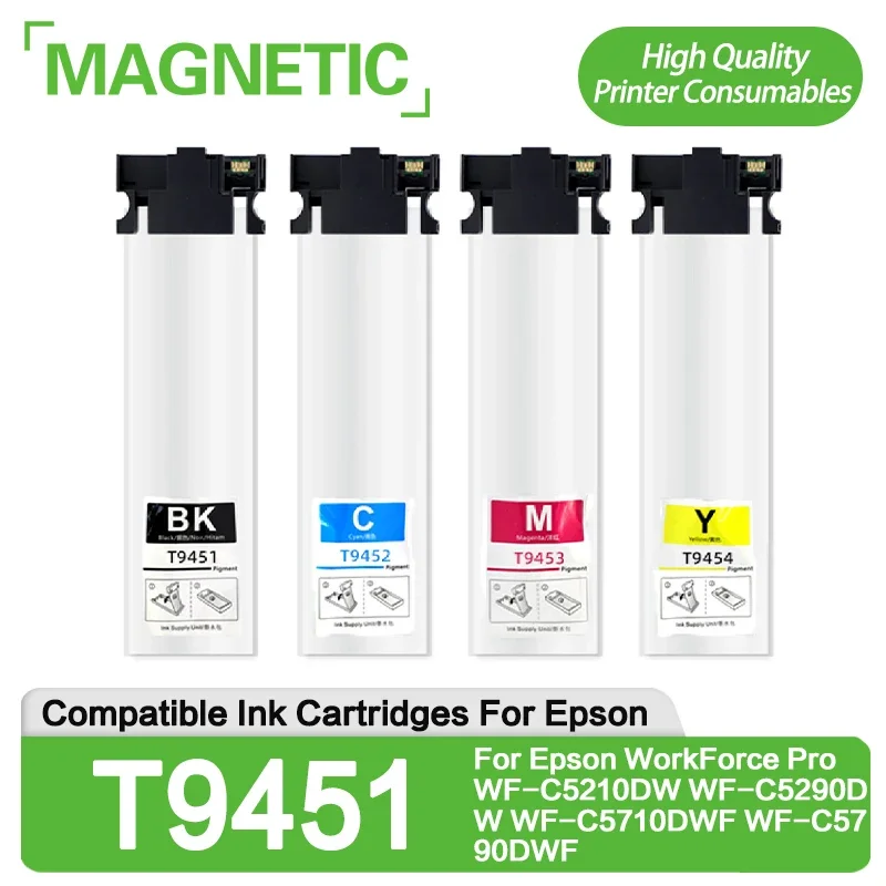 

NEW Compatible Ink Cartridges T9451 T9452 T9453 T9454 For Epson WorkForce Pro WF-C5210DW WF-C5290DW WF-C5710DWF WF-C5790DWF