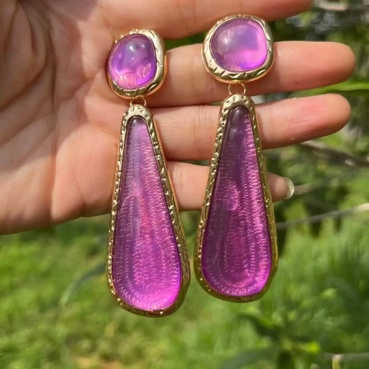 ZAA Новые модные висячие серьги из смолы с геометрическим рисунком