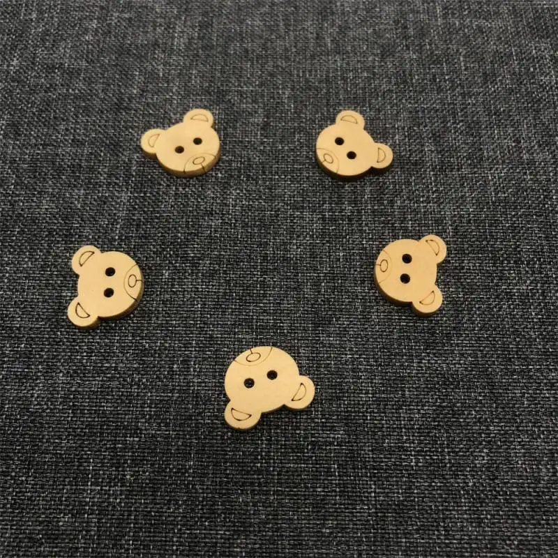 

Decorative Bear Wooden Buttons Natural Teddy Bear Charms Wooden Buttons DIY 2Holes Wood Sewing Button Craft Clothes Scrapbooking