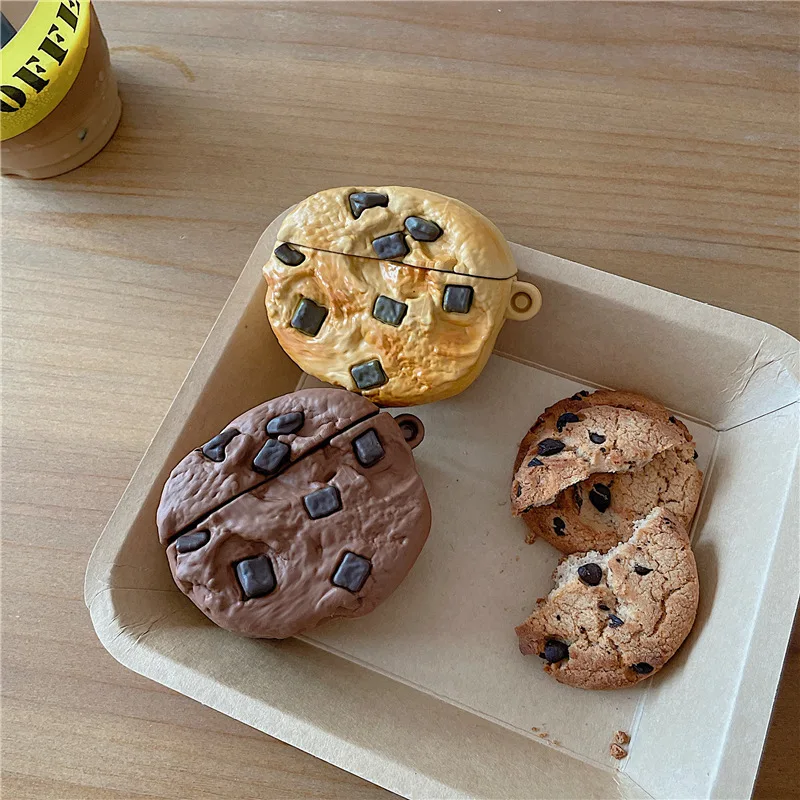 

3D Chocolate Chip Cookies Biscuit Earphone Case for Apple AirPods Pro Creative Silicone Cover for Airpods 1 2 3 Protective 2021