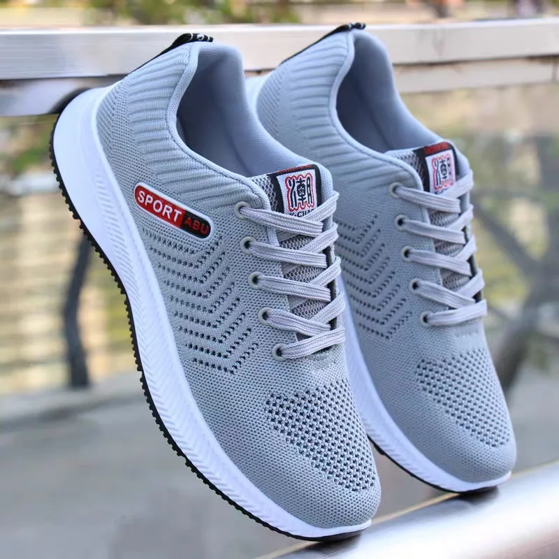 

2023 Breathable Shoes for Men Mesh Lightweight Casual Shoes Comfortable Soft Bottom Flats Lace Up Sneakers Men Zapatillas