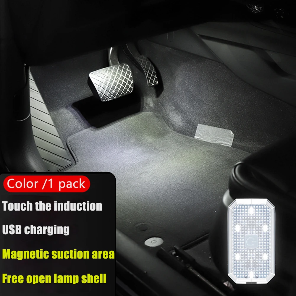 

Car Interior Light 7 Color USB Charging Lamp Touch Sensor Indicator Lights With Charging Cable 48x30mm Mini Car Reading Light
