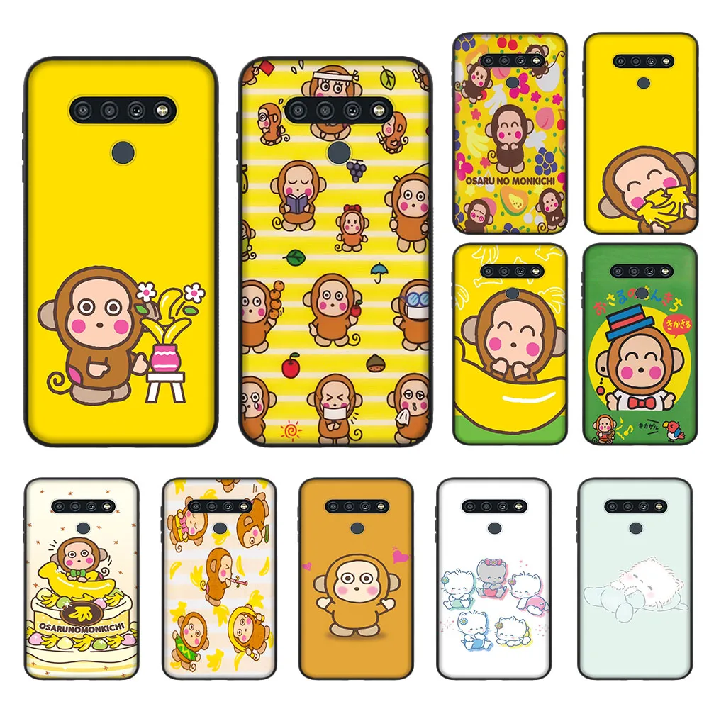 Nya Ni Nyu Nye Nyon Monkichi Cover for OPPO A78 A77 A77S A74 A17 A17K A16 A16K A16S A54 A54S A96 A38 Black Phone Case