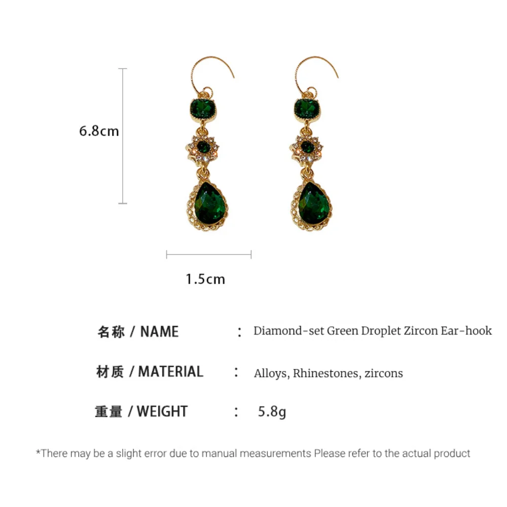 ELF Drop Earrings for Women Simple Design Vintage Green Water-drop Hoop Ear Jewelry Banquets Weddings Accessory 2023 Trending