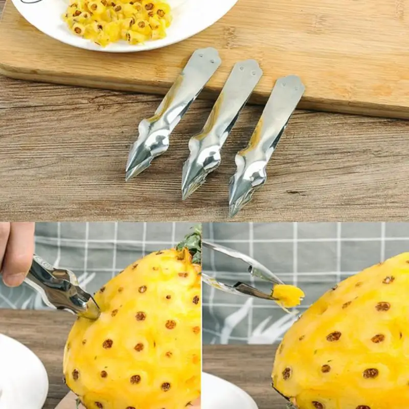 

Pineapple Stainless Steel Peeler Clip Pineapple Eye Knife Cutter Fruit Vegetable Practical Seed Remover Clip Salad Fruit Gadgets