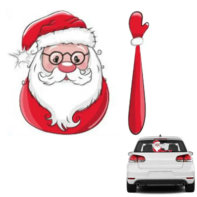 

Christmas Santa Claus Car Decal 3D Christmas Rear Window Wiper Stickers Waving Arms Easy To Install Santa Claus Waving Wiper
