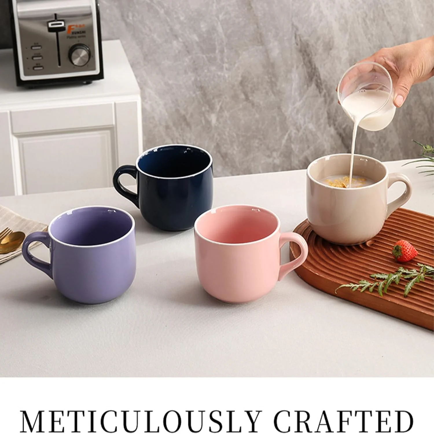 Extra Large Porcelain Coffee 23 Oz Mug Breakfast Cup and Soup Bowl Microwave Dishwasher Safe Jumbo Wide with Handle