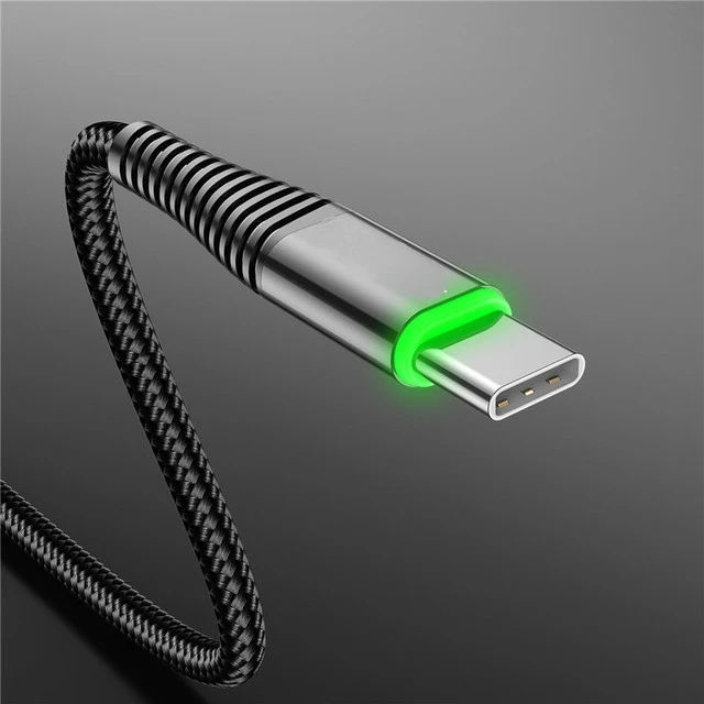 

USLION 0.5m/1m/2m LED 3A USB Type C Cable Fast Charge Wire for Samsung Galaxy Note 7 Data USB-C Cable Charger Cord