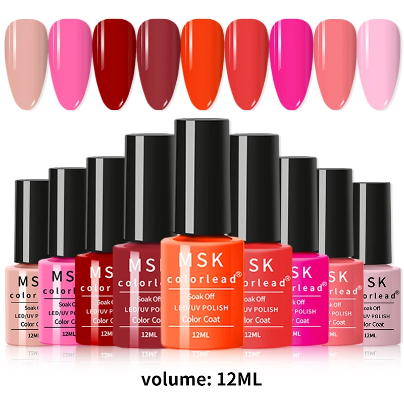 Msk Color Lead 12ML Manicure Gel For UV LED Lamp Nail Varnishes Hot Sale Polish Poly Base and Top Coat |