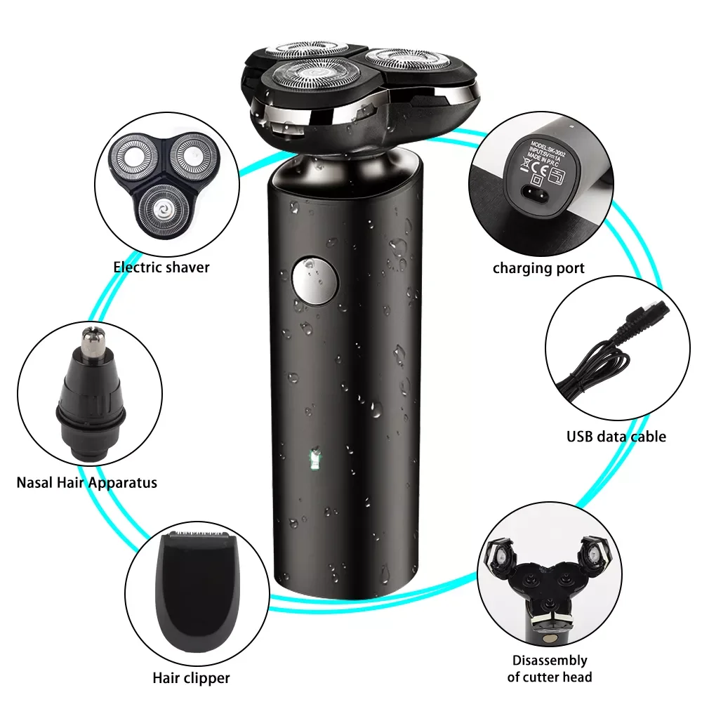 

NEW2023 3 in 1 Men's Electric shaver trimmer for men Electric razor water proof Beard trimmer Fast Charging mustache trimmer