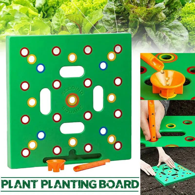 

Seed Sower Seeding Square Tray Seed-Sowing Template Gardening Seedling Spacer Tool With Funnel for Balcony Garden Seed Planting