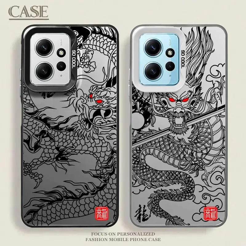 phone case for Xiaomi Redmi Note 13 5G 11 Pro Plus 13C 10S 12 9S Protective Sleeve TPU Cover funda Mega Giant Cute Dragon Art