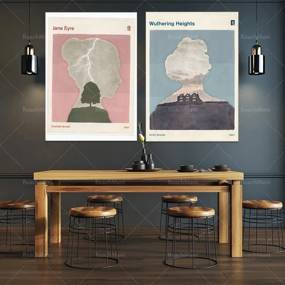 Антикварная печать книг галерейские плакаты Шарлотта Бронте литературные