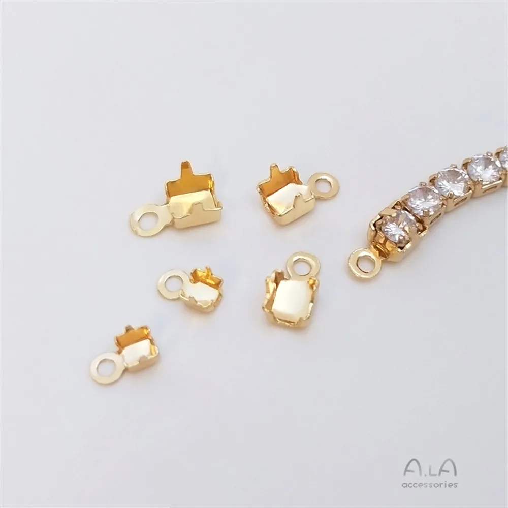 

14K plated gold filled Zircon claw chain clasp diamond chain clip DIY first jewelry bracelet end connection accessories