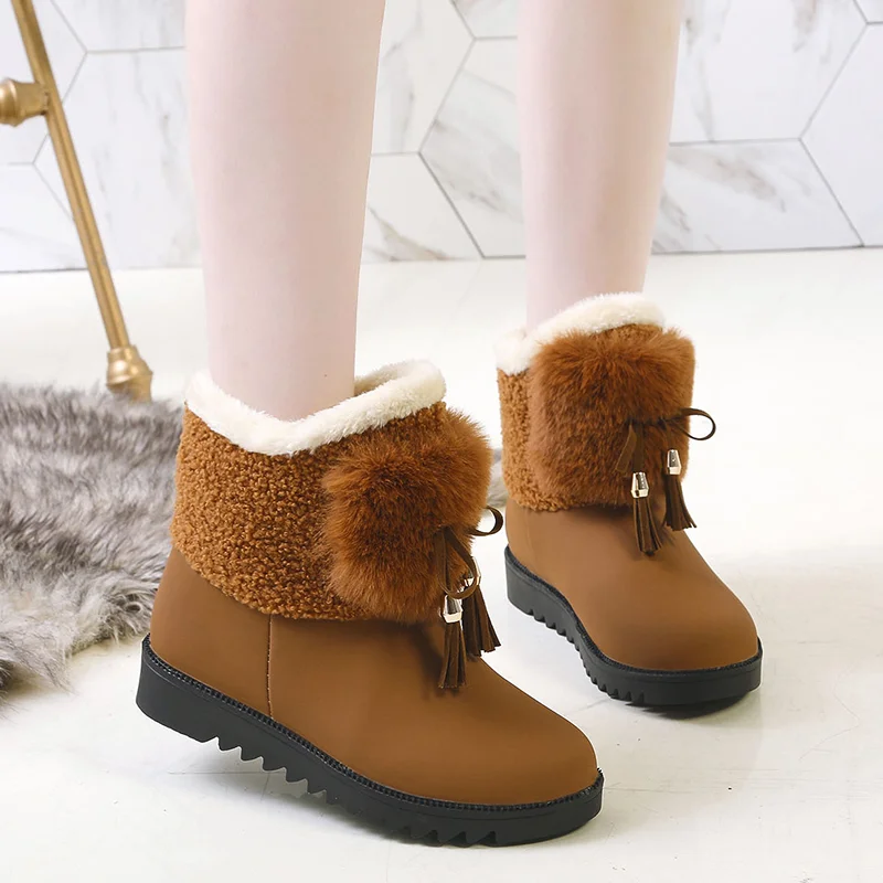 

Новинка 2022, замшевые женские зимние сапоги, теплые женские зимние сапоги с круглым носком на плоской подошве, женские сапоги с рукавом, обув...