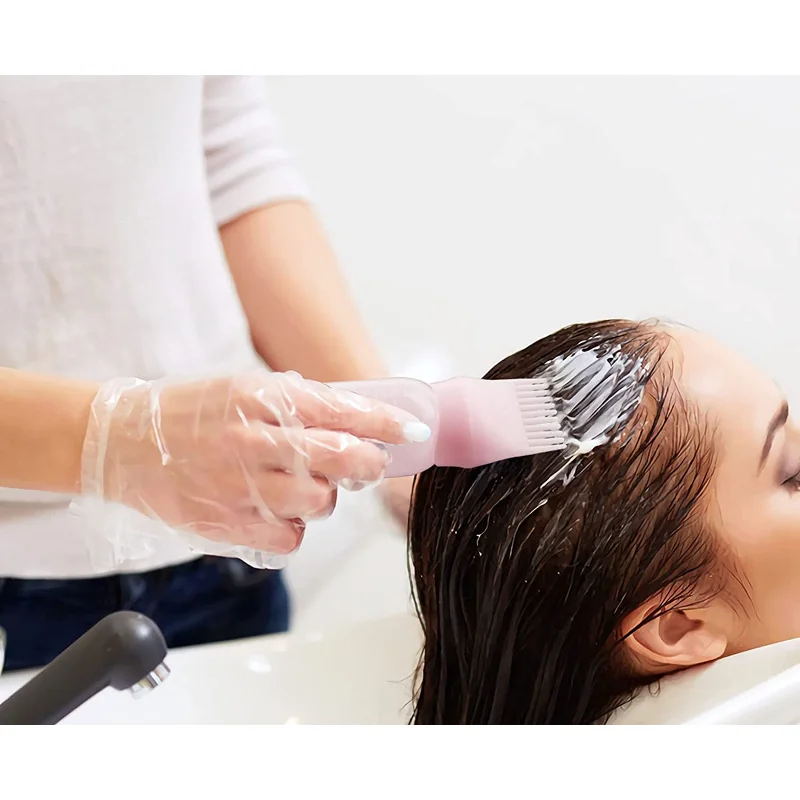 Plastic Hair Dye Refillable Bottle Applicator Comb Dispensing Salon Hair Coloring Hairdressing Styling Tool