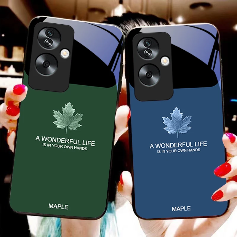 Коричневые кленовые листья для Oppo A79 5G 58 78 74 60 4G Reno 11F Realme GT 6 11 Note 50 10 C55 X2 закаленное