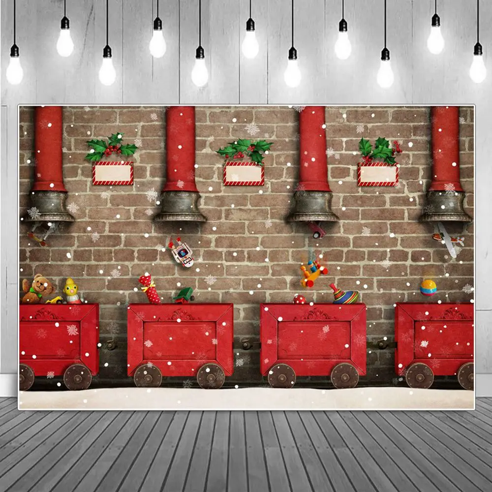 

Подарки фабричная тележка кирпичная стена Рождественская фотография фоны на заказ детская Праздничная Вечеринка домашнее украшение фотобудка фоны
