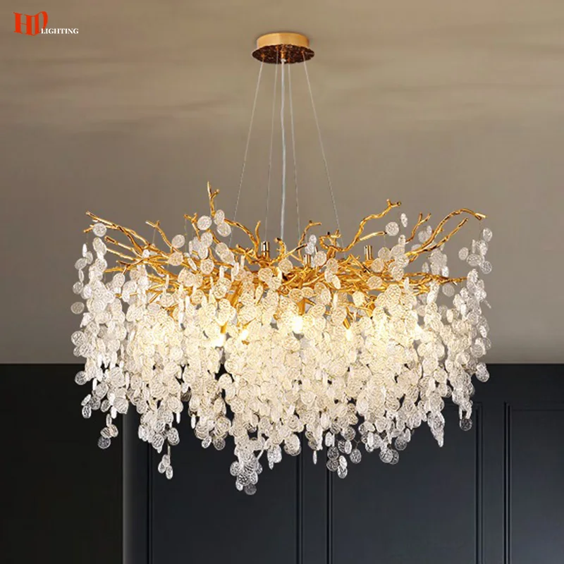 

Nordic Luxury Ceiling Crystal Chandelier Gold Indoor Designer Pendant Hanging Led Light Home Decor Villa Hotel Fixture Luminaire