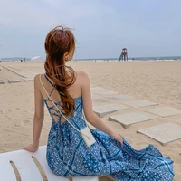 women long backless slip dress sundress summer 2022 runway ethnic boho vintage korean fairy casual beach vacation party dresses