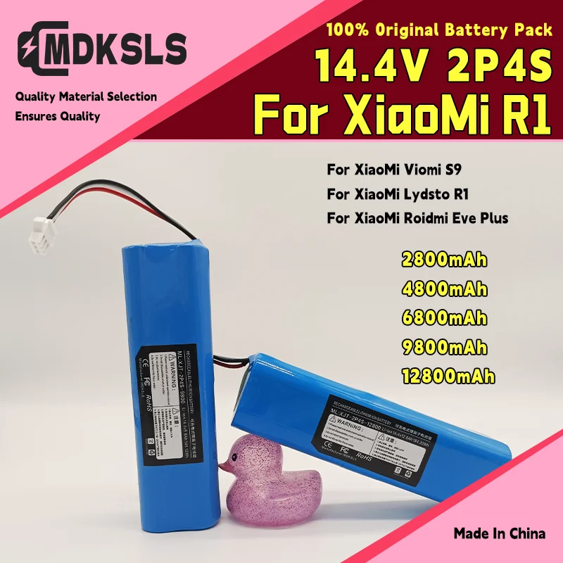 Фото 2026 100% Оригинальная литиевая батарея 14.4V 2P4S 4800mAh 6800mAh 9800mAh 12800mAh для XiaoMi Viomi S9 Lydsto R1 Roidmi Eve Plus №1