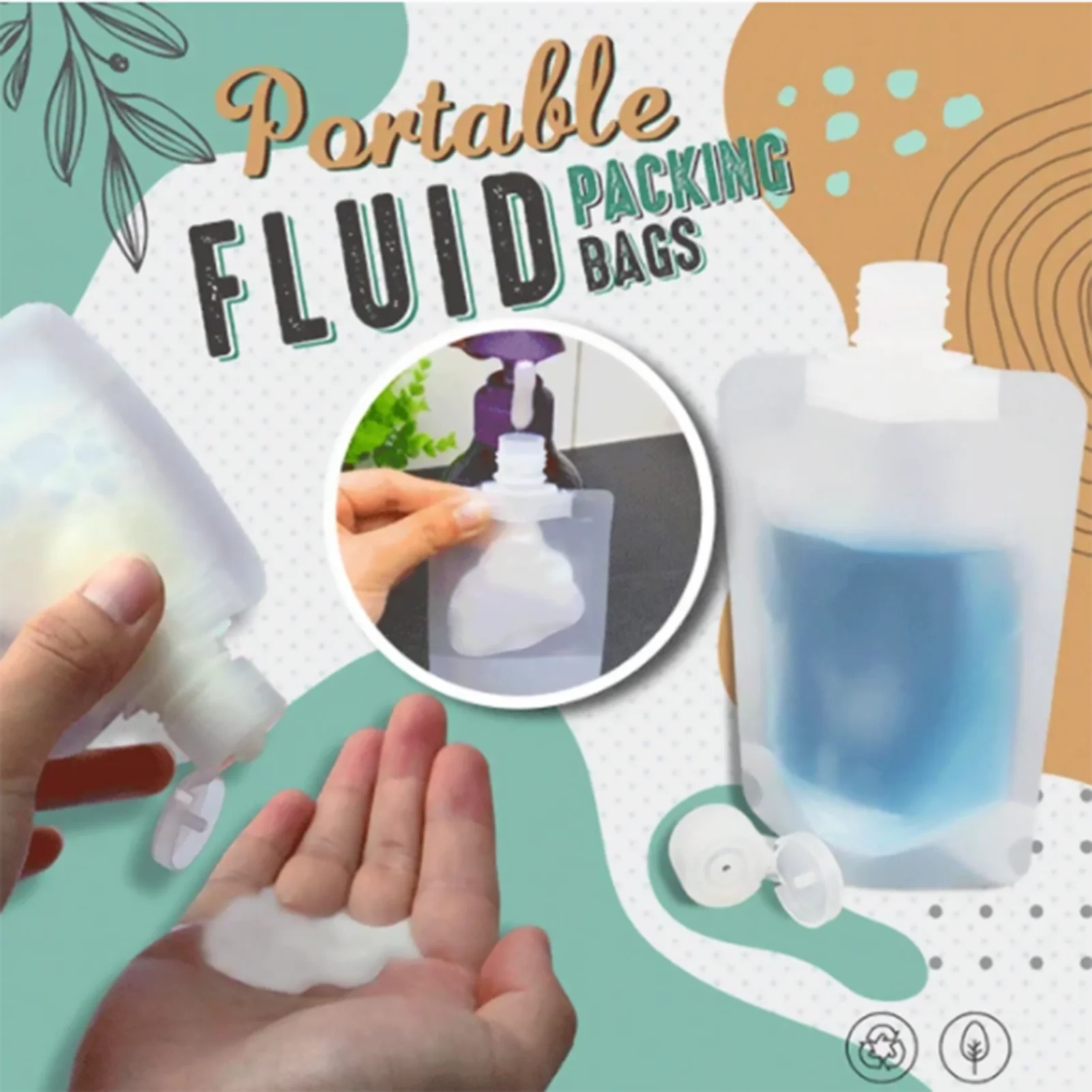 

Portable Travel Fluids Makeup Packing Bag Flip Lid Empty Bottles Container Refillable Toiletries Pouches Travel Home Organizer