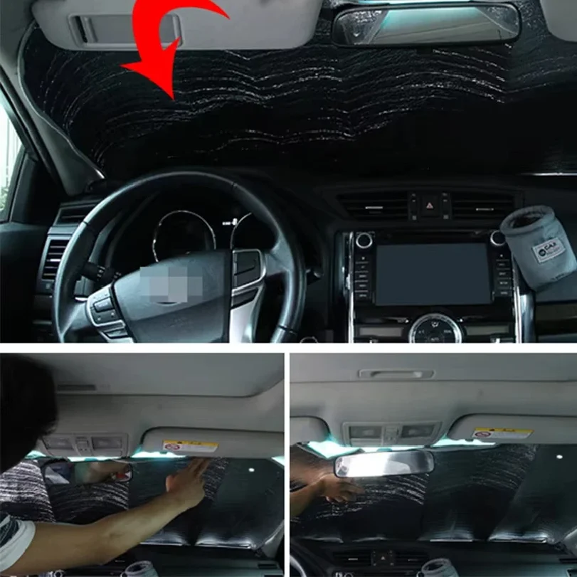 Фото Утолщенная солнцезащитная шторка для лобового стекла автомобиля, защита от УФ-излучения, складная, для защиты от солнца, аксессуар для автомобиля №4