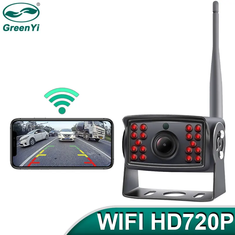 $50.95 GreenYi 5G WiFi HD 720P 170 Degree 100M Wireless Bus Van Truck RV Car DVR Front Rear View Camera For IOS and Android Phone