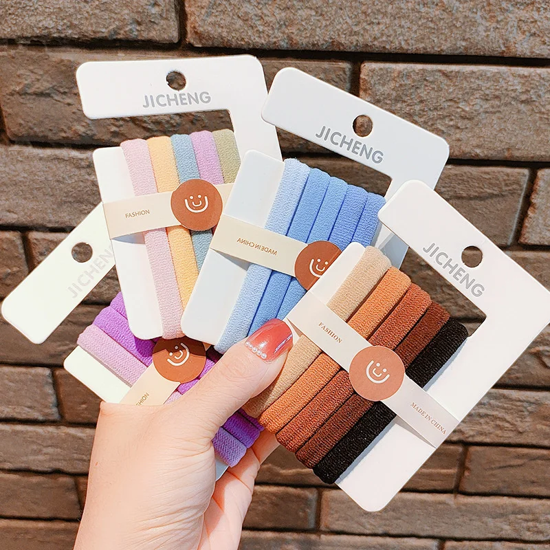 Hair Rope Simple Color Hair Circle Foundation Binding Hair Band Female Korean Small Leather Cover Headband Horsetail