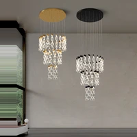 round rectangular gold chrome led dimmable chandelier lighting hanging lamps lustre suspension luminaire lampen for foyer
