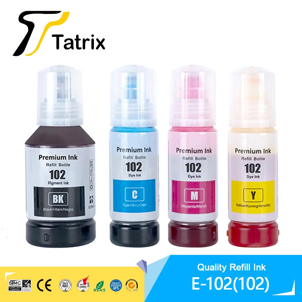 Tatrix Quality Refill Ink For 102 C13T03R140 EcoTank Ink For Epson ET-2700/ET-2750/ET-2751/ET-2756/ET-2850/ET-2851/ET-2856