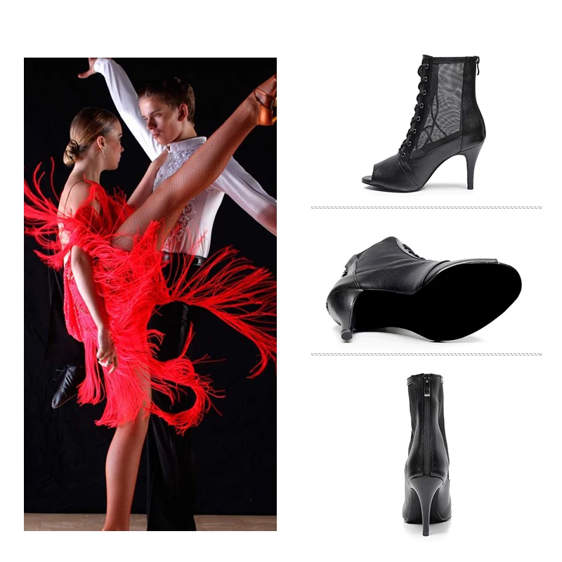 DKZSYIM Woman Boots For Dance High Top Ballroom Jazz Dance Boots Plus Size 33-44 Salsa Tango Shoes For Dancing High Heels