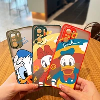 couple donald duck case phone for xiaomi redmi 9a 10c 9t 9c note 11 10 9 8 7 pro 5g frosted translucent matte cover