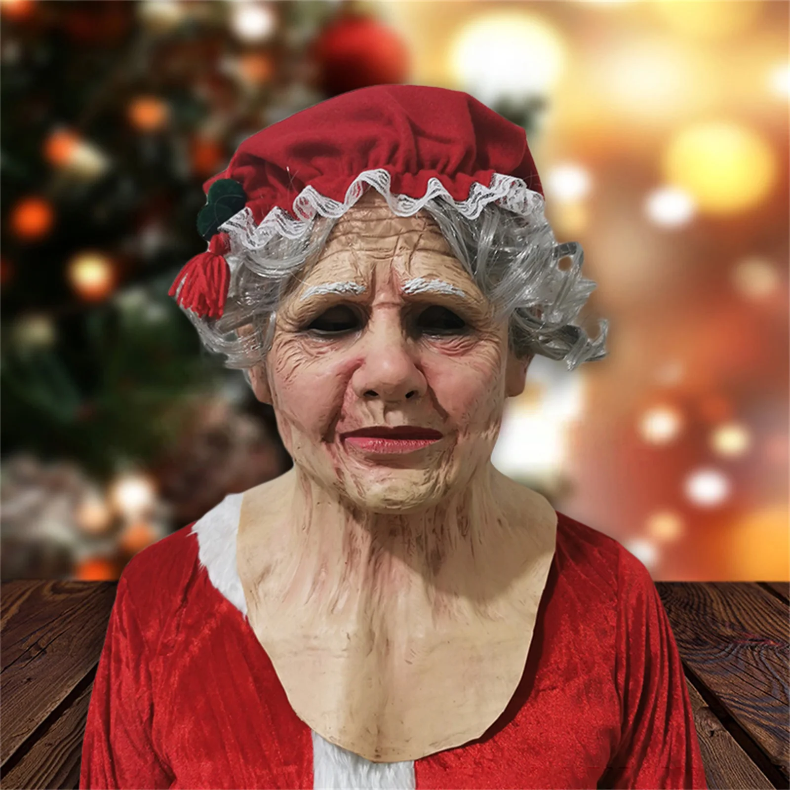 Бабушка на Хэллоуин искусственная маска головной убор мятое лицо человека