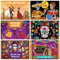 day of the dead photography background skull dance mexican style backdrop decoration party banner photography studio background