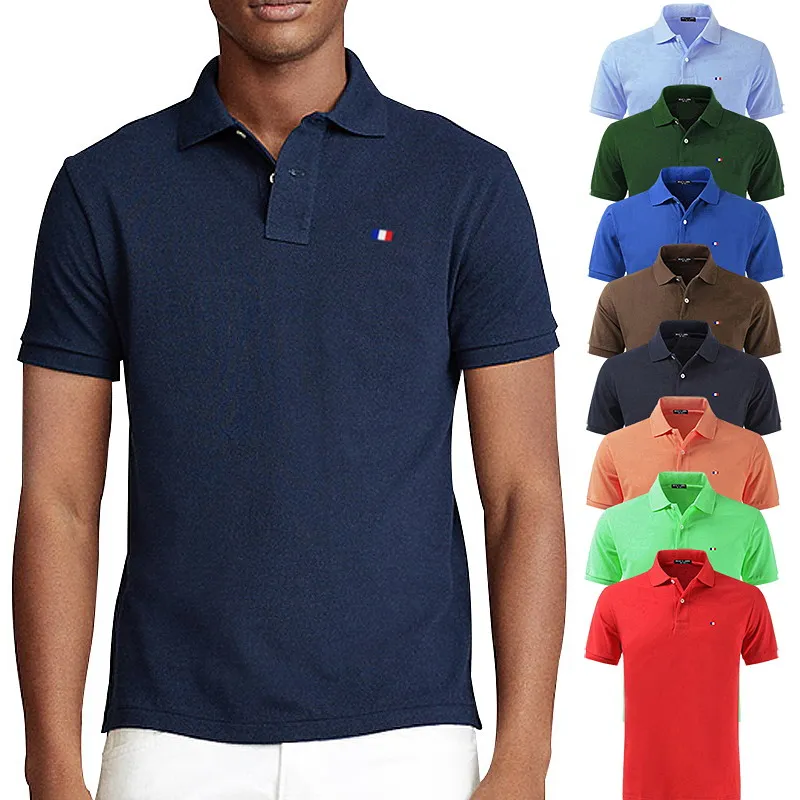 

Рубашка-поло мужская с коротким рукавом, хлопок 100%, Повседневная Деловая удобная, с лацканами, лето