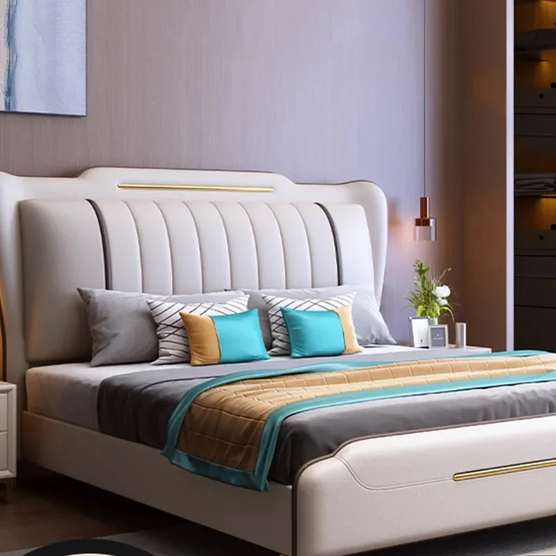 Роскошная детская двуспальная кровать Современная двухспальная с изголовьем