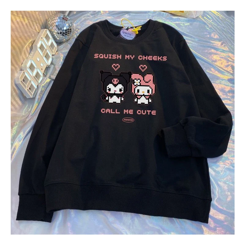 

Sanrios My Melody Kuromi Kawaii Sweatshirt O Neck Thin Pullover Spring Autumn Anime Jacket Hoodie Sweater