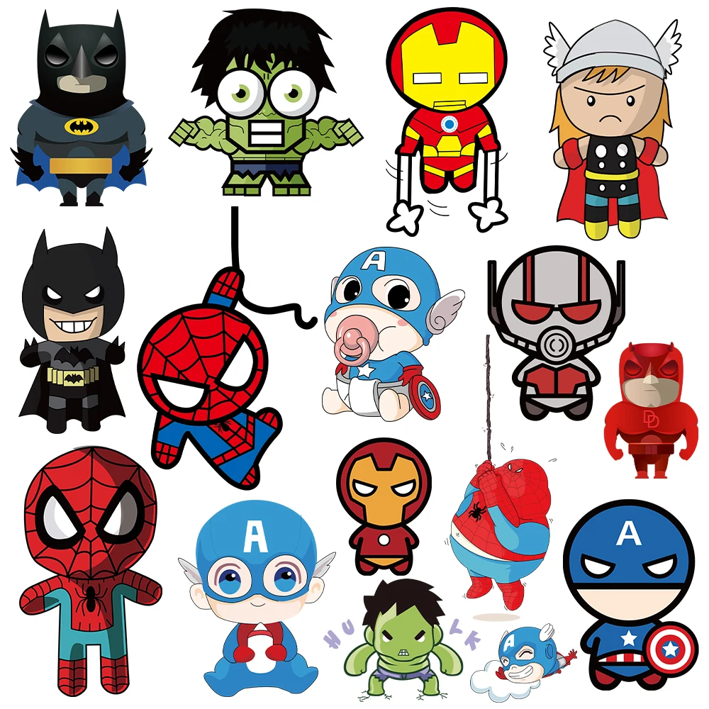 

Наклейки на одежду с супергероями Marvel версии Q, наклейки с утюгом, нашивки для одежды, DIY футболки, нашивки, термо-наклейки для одежды, апплика...