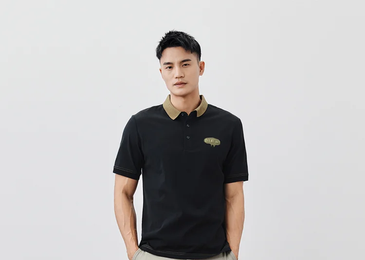 

W2506- Summer handmade worn Lapel men's short sleeved polo.
