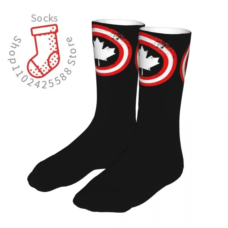 

Funny Captain Canada White Le Woman Socks 2022 Men Bike Sock