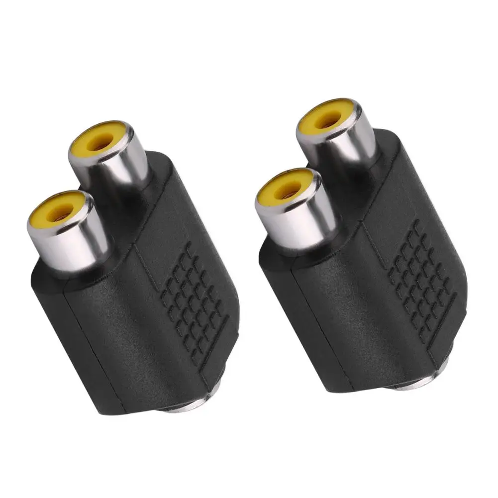 

2pcs 3.5mm Female to 2 RCA Female Jack Y Splitter Audio Adapters Converters Connector made of plastic + metal