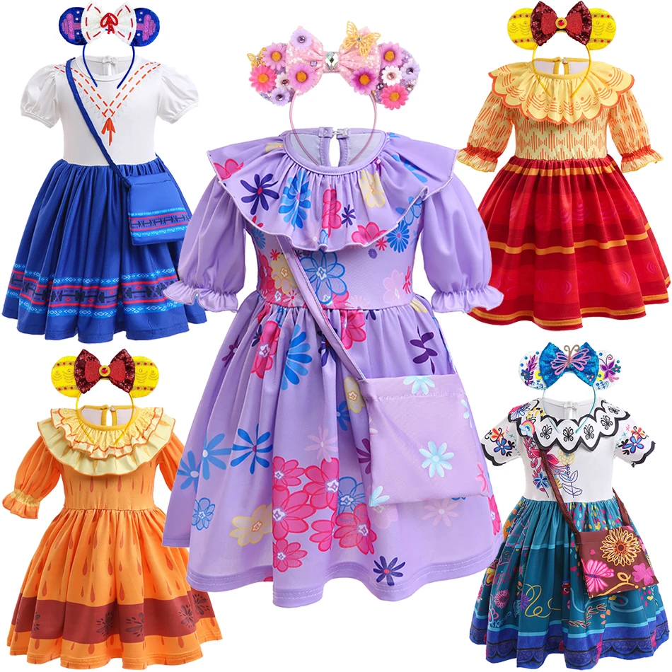 

Baby Girl Mirabel Costume Encanto Isabella Charm Dress Disney Party Dolores Disguise Clothes Lusia Halloween Fantasy Outfits