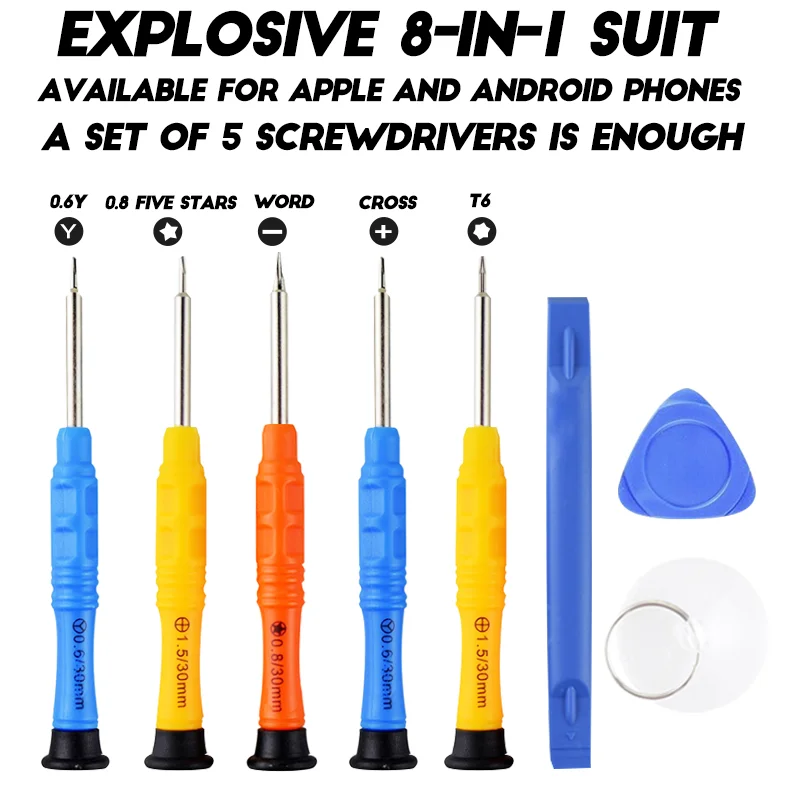 

8pcs Mini Screwdriver Mobile Phone Apple Android Screen Replacement Repair Combination Disassembly Tool