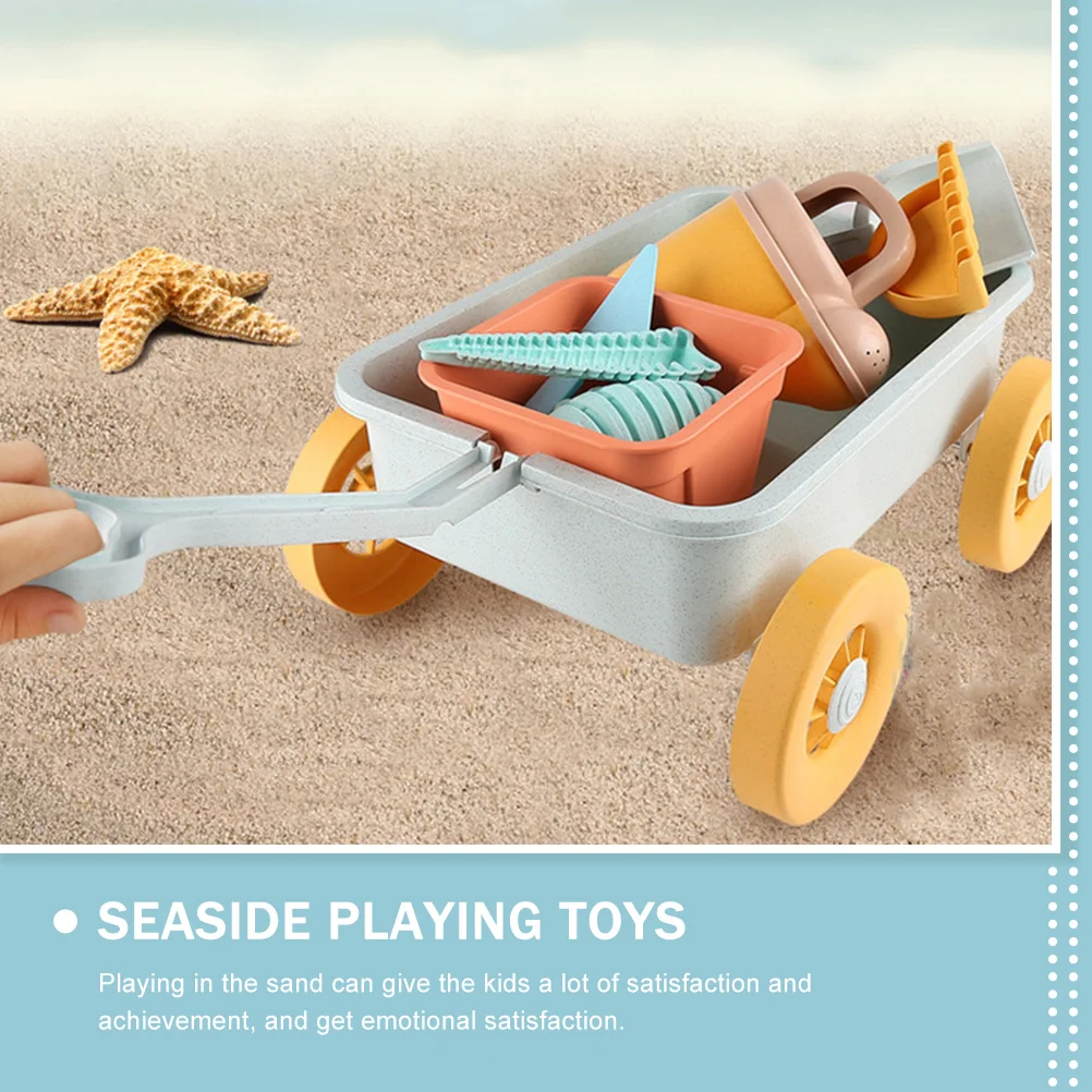

Small Cart Sand Toy Kit Seaside Playing Toys Pretend The Trolley Toddler Sand Plastic Cartoon Wagon Kids